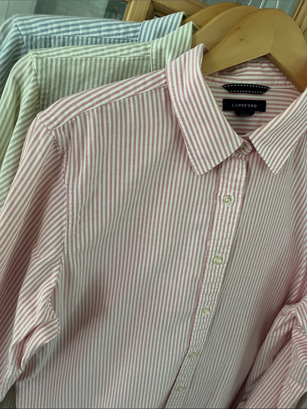 Lands' End lot 3 boys EUC button down shirts, cotton, preppy, striped, classic